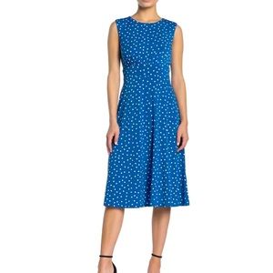 NWT London Times Blue Polka Dot Dress